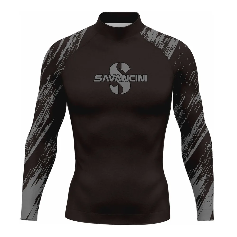 2024 Men\'s Long Sleeve Rash Guard Swimwear Surf T-Shirt UV50+ Protection Quick Dry Swim Surf Diving Shirt Tight GYM Clothes