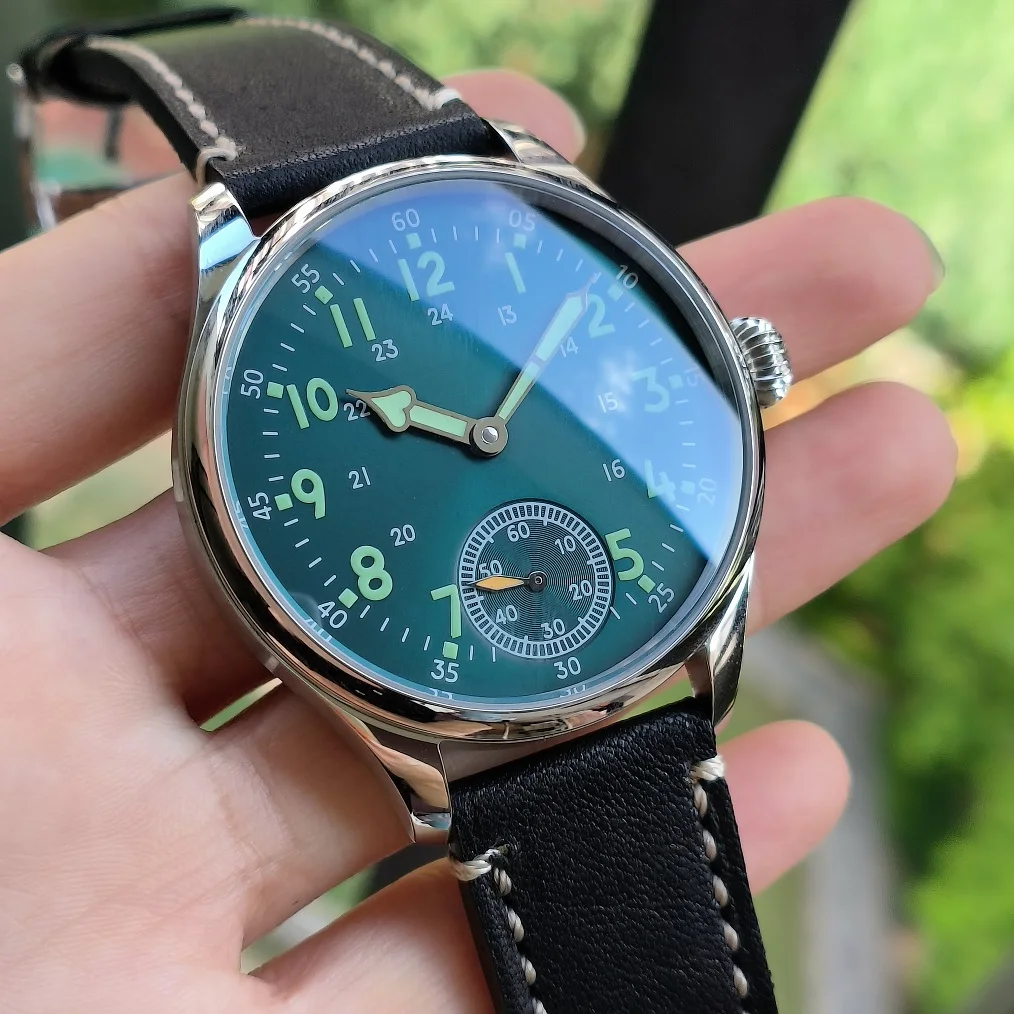 Nessuno logo 41mm cassa in acciaio inossidabile 316L AR zaffiro cristallo quadrante verde numero verde orologio meccanico luminoso a mano