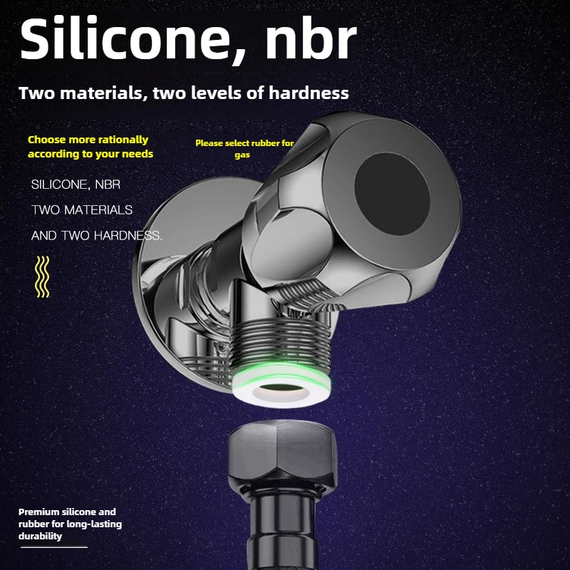 Vedação de junta de silicone resistente ao calor de 1/2 ''3/4'', mangueira de entrada ondulada de 4/6 polegadas com arruelas de borracha e PTFE, preto/branco