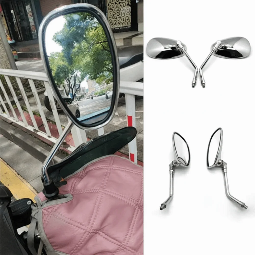 Rectangular Motorcycle Mirrors Rotatable Universal Motorbike Handlebar Mirror Chrome Extended View Handle Bar End Mirror