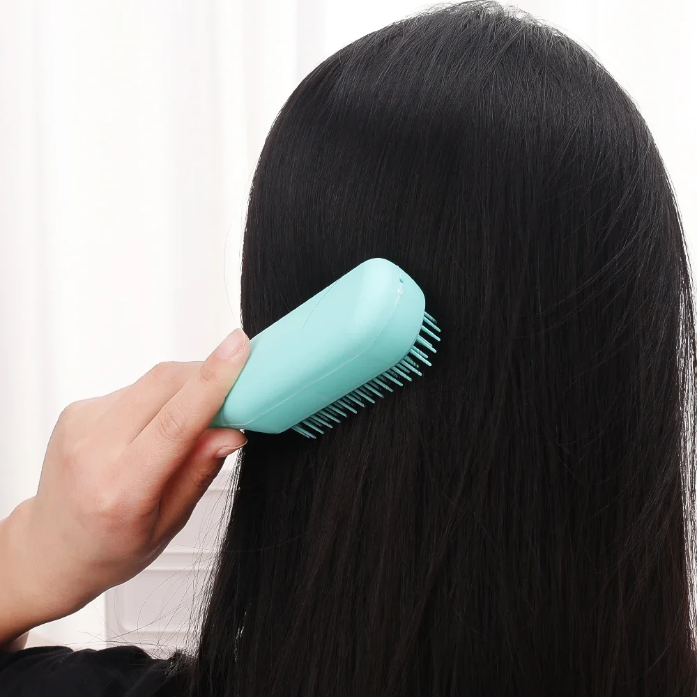 Peine telescópico portátil, cepillo para masaje del cuero cabelludo, peine para el cabello antiestático autolimpiante, fácil limpieza, herramienta de peluquería