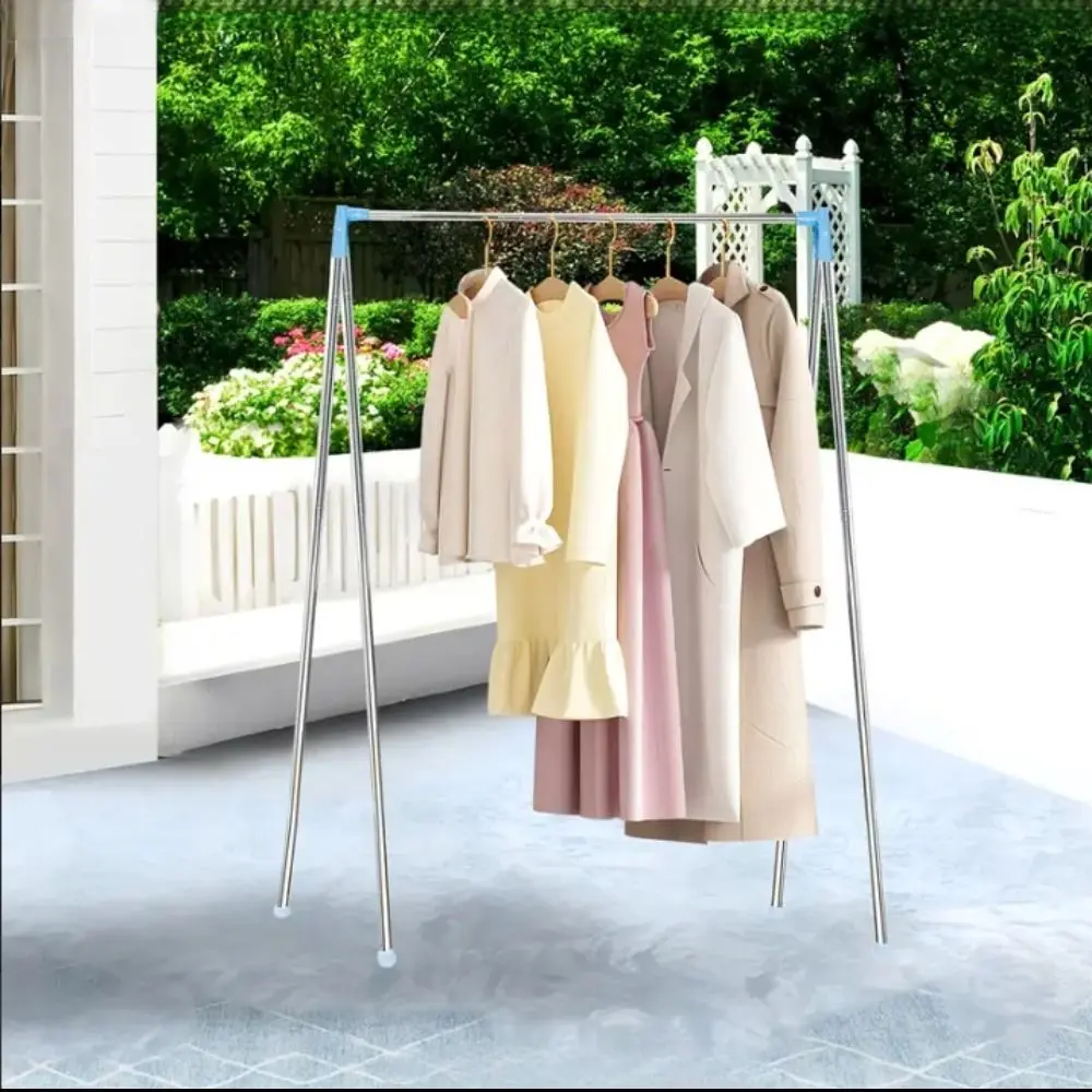 Stainless Steel Travel Garment Rack Adjustable Angle Space Saving Folding Clothes Rack Compact with Non Slip Feet