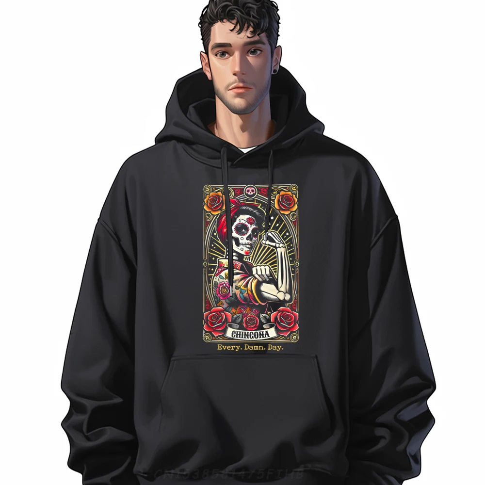 

Funny Adult Hoodies Chingona Every Damn Day Tarot Funny Hoodies Long Sleeve Gift Idea Hoodies O-Neck