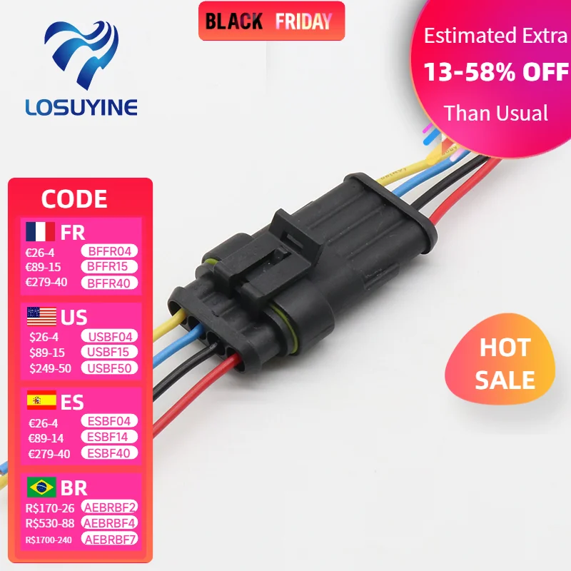 4 Pin Way Sealed Waterproof Electrical Wire Connector Plug Set auto connectors with cable