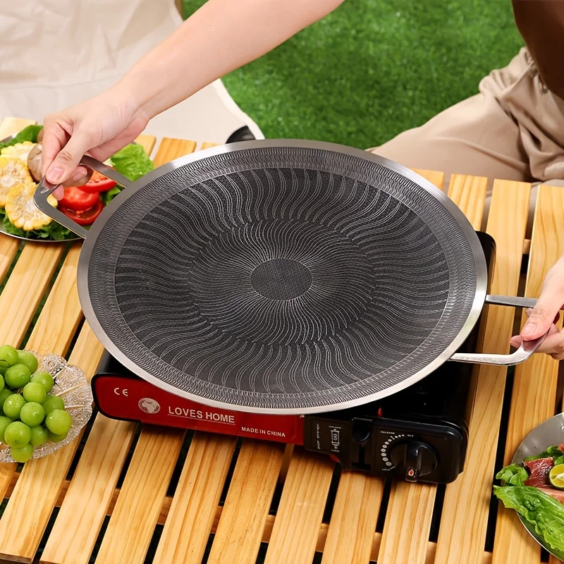 Parrilla de Acero Inoxidable para Camping y Hogar, Compatible con Inducción y Gas