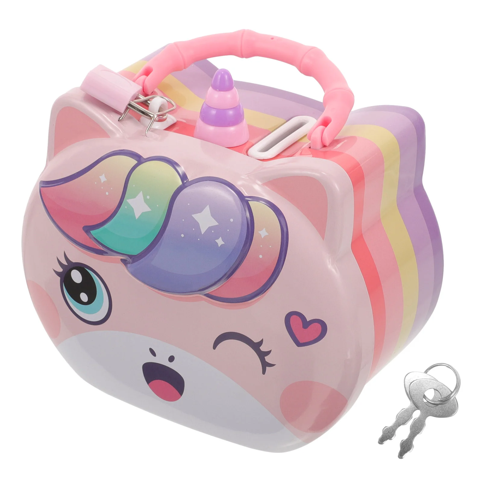 Unicorn Pig Can Gift Cartoon Piggy Bank Girls Banks for Kids Coin Jar Iron Metal Toddler Random color