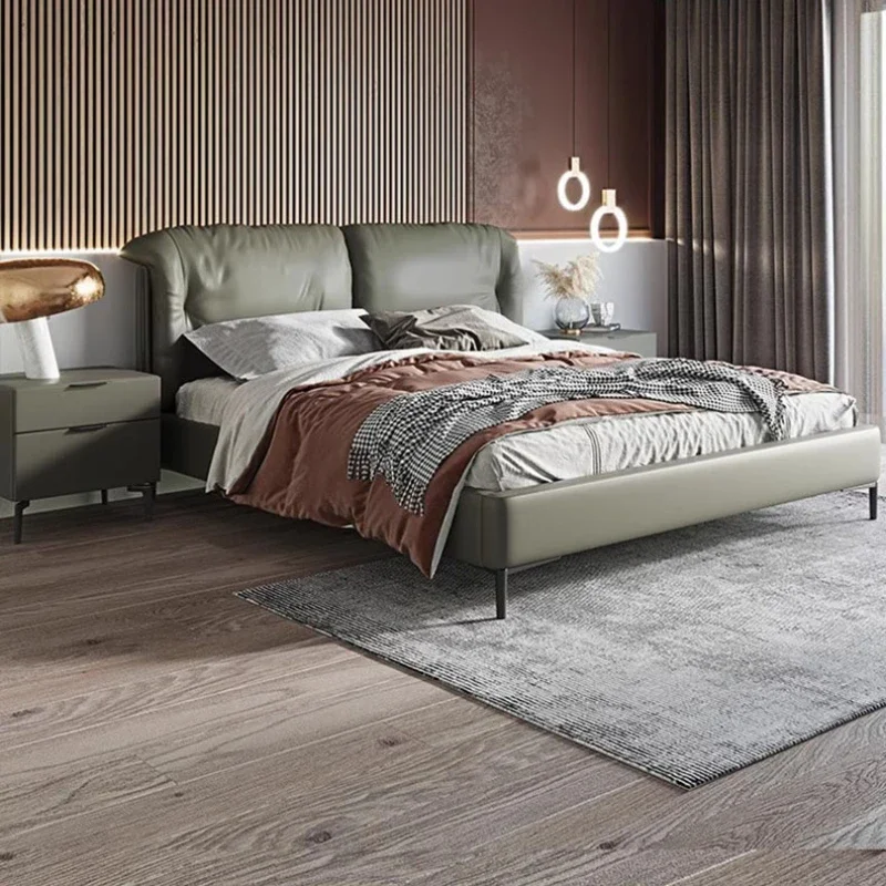 #Waterproof Simple Floor Double Bed Modern Large Bedroom Queen Double Bed Luxury Floor Meubles De Chambre Nordic Furniture