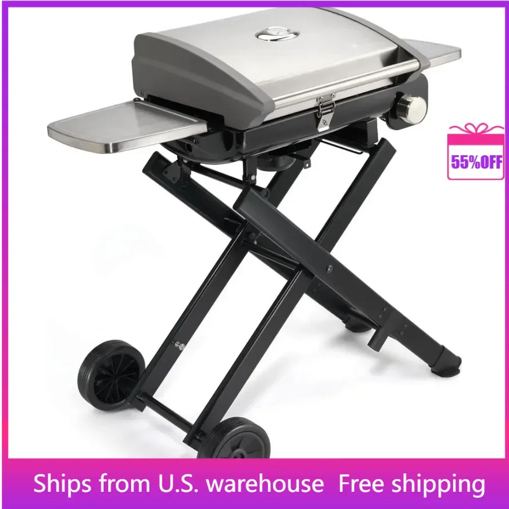 

BBQ Grills Propane Grills 27.3" L x 38" W x 23.5" H Roll-Away Gas Grill, Stainless Steel Grill & Smokers BBQ Grills