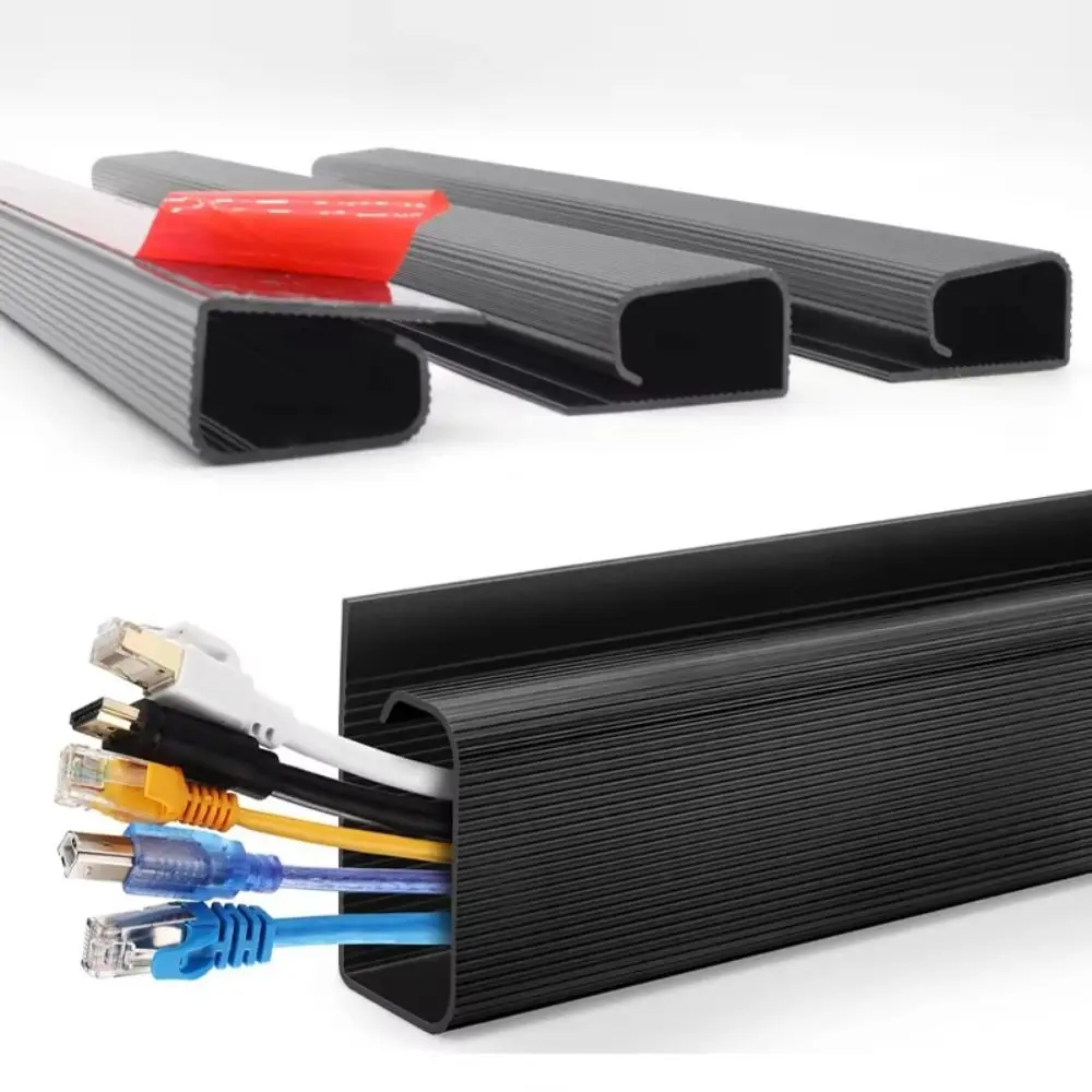 

Durable 40cm Desk Cable Tray Self-Adhesive No Drilling Cable Organizer PVC Under-table Cable Duct for Home Office Wire Organizer