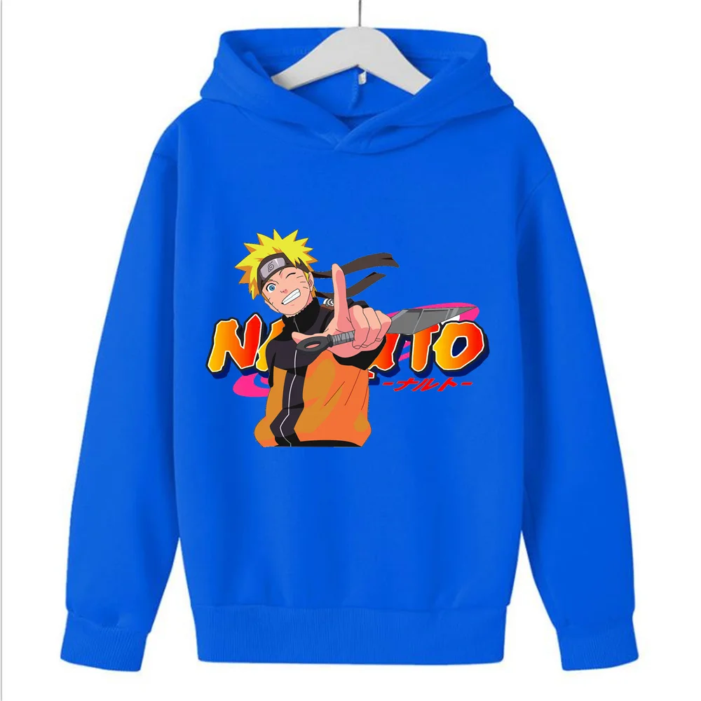 Sudadera con capucha de dibujos animados de Naruto para niños y niñas, suéter deportivo de Anime japonés, disfraz de Cosplay, jerséis para niños, Tops, novedad de 2024