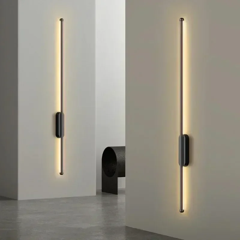 

Modern Long LED Wall Lights for Bedroom Bedside Black Wall Lamps Living Room Background Decoracion Hallways Interior Sconce