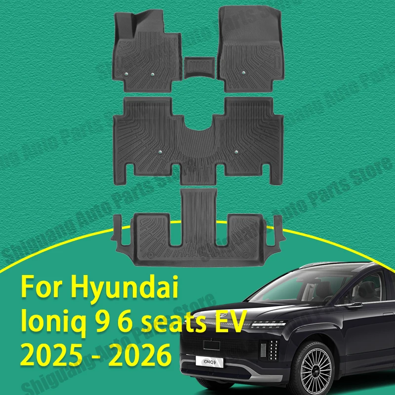 Front Rear Car TPE Floor Mats for Hyundai Ioniq 9 6 Seats EV 2025 - 2026 Backrest Cushion Trunk Mat Waterproof Accessories