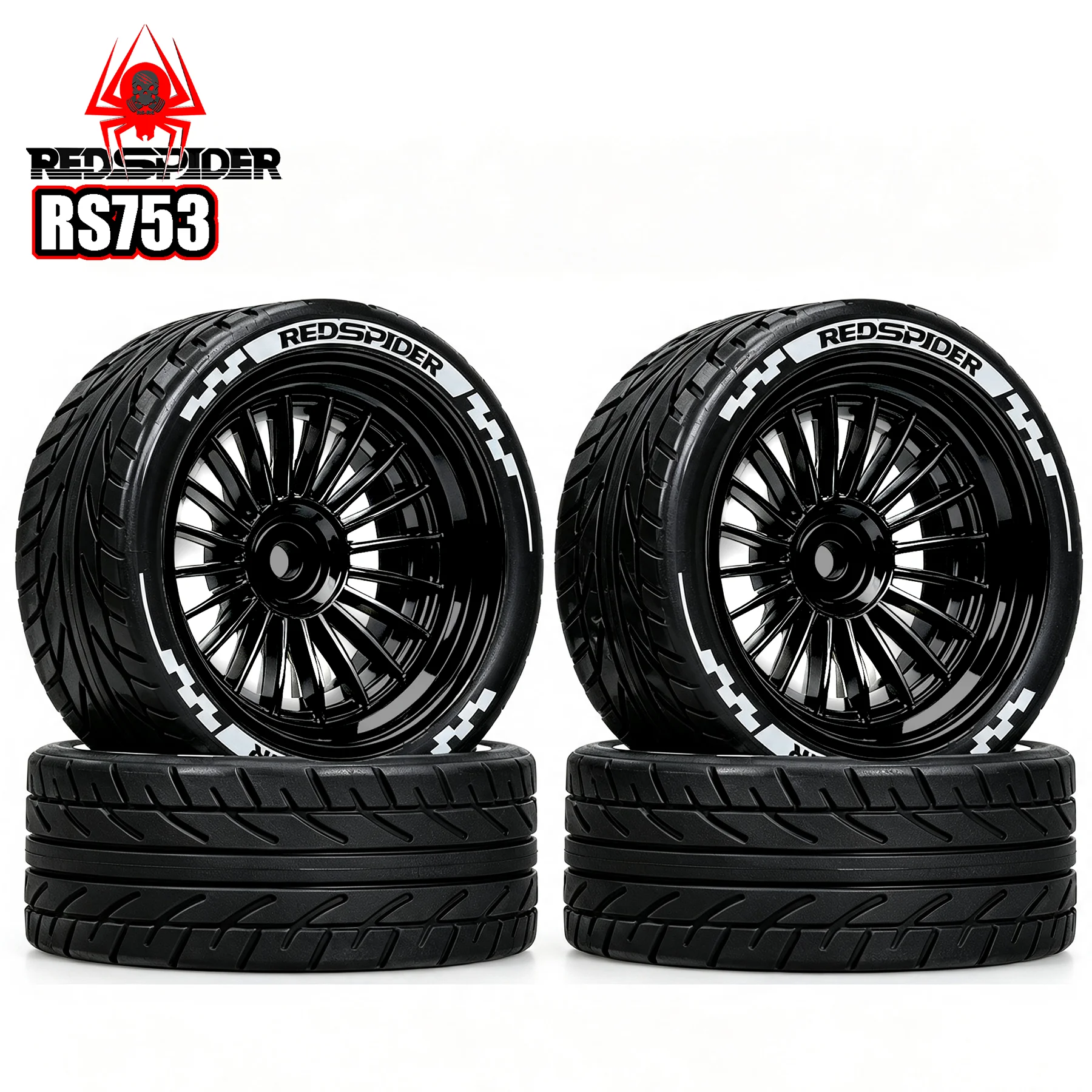 RedSpider 4Pcs 1/10 RC On-road Tires Plastic Wheel Rims OD 68mm for Tamiya TT01 TT02 XV02 HSP HPI Touring Car Upgrade