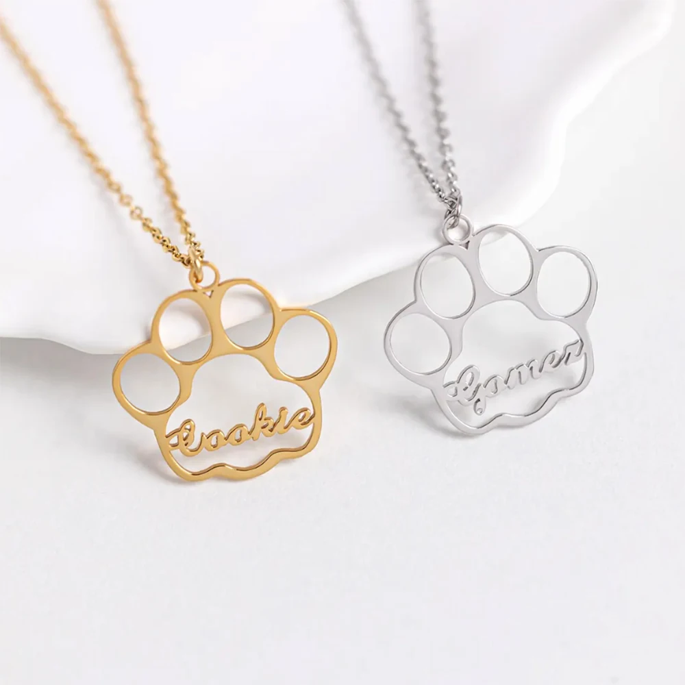 Personalized Customized Cat Paw Name Necklace, Simple Temperament Collarbone Chain Pendant, Ladies' New Year Gift Jewelry