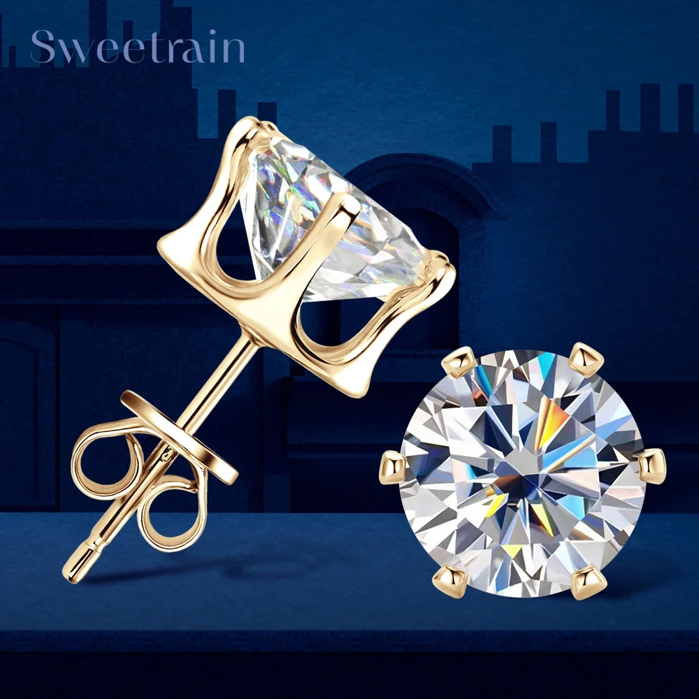 

Ювелирные изделия для пирсинга ушей из стерлингового серебра 925 пробы, серьги-гвоздики с муассанитом 0,1-3 карата для женщин и мужчин, серьги с бриллиантами цвета D, созданные в лаборатории