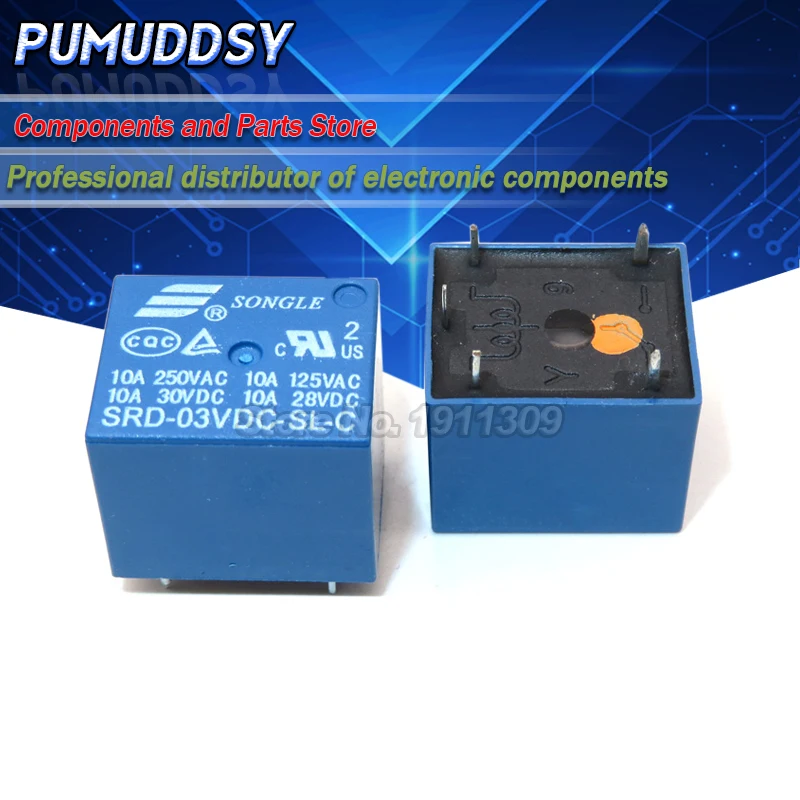 5PCS Relay SRD-03VDC-SL-C SRD-03VDC-SL SRD-03V SRD-03VDC relays 5PINS 3V DC High Quality