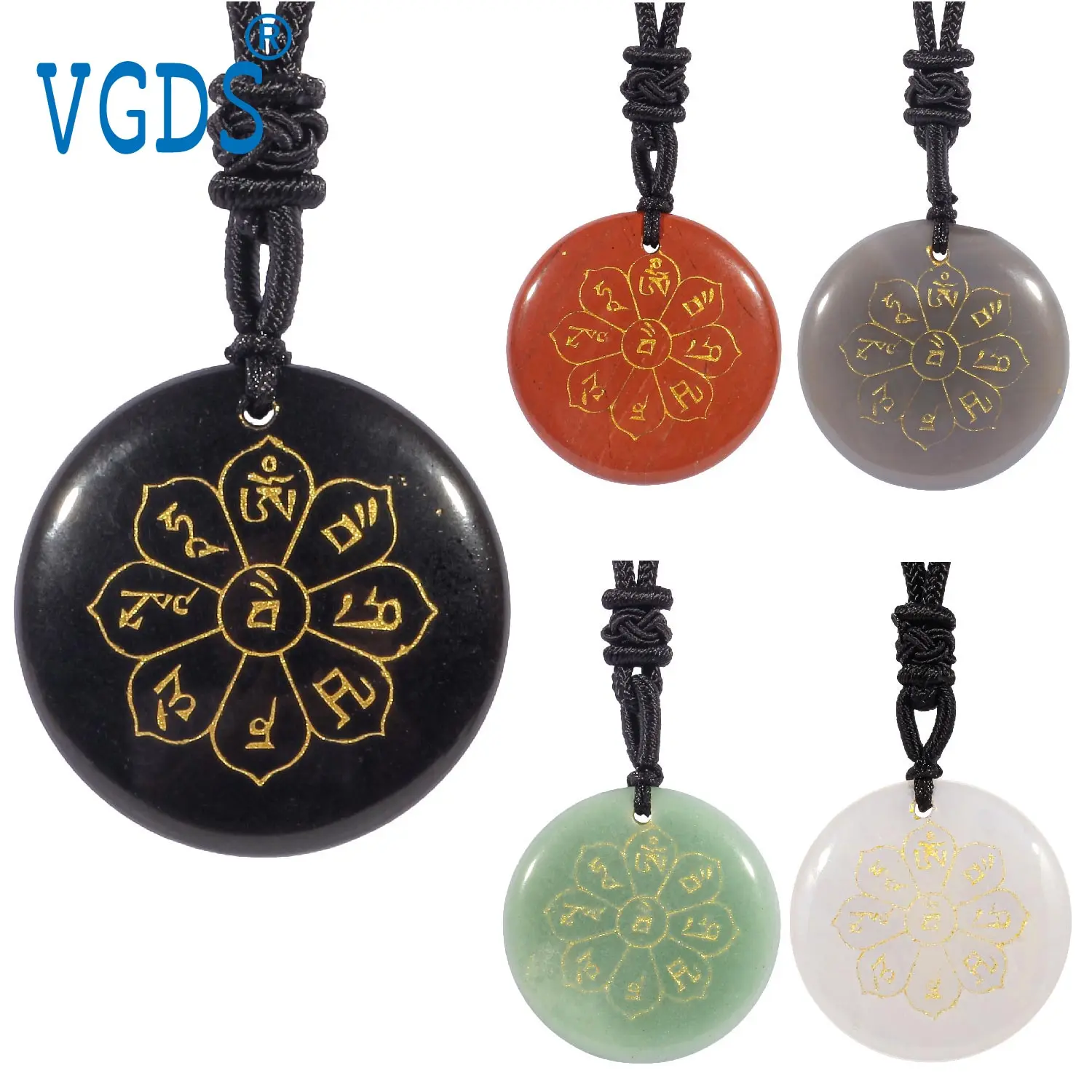 

Natural Crystal Gemstone Round Pendants Attracted Wealth Good Luck Amass Wealth Reiki Symbol For Women Men Jewelry Necklaces