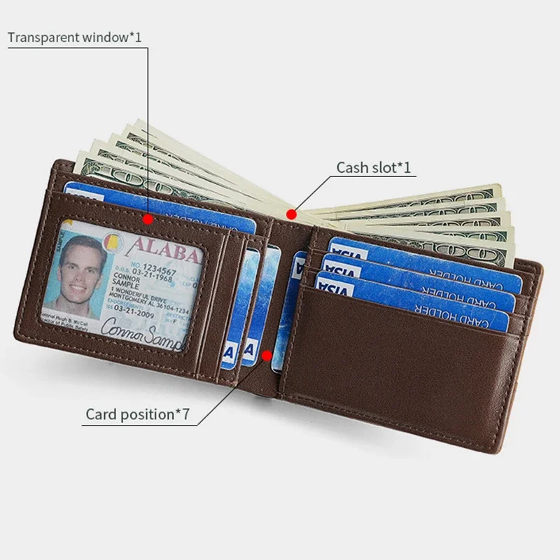 Rfid Crazy Horse Leather Luxury Men Wallets Money Bag Slim Thin Man Card Holder Wallet for Men Short Purse Male Wallet Billfold