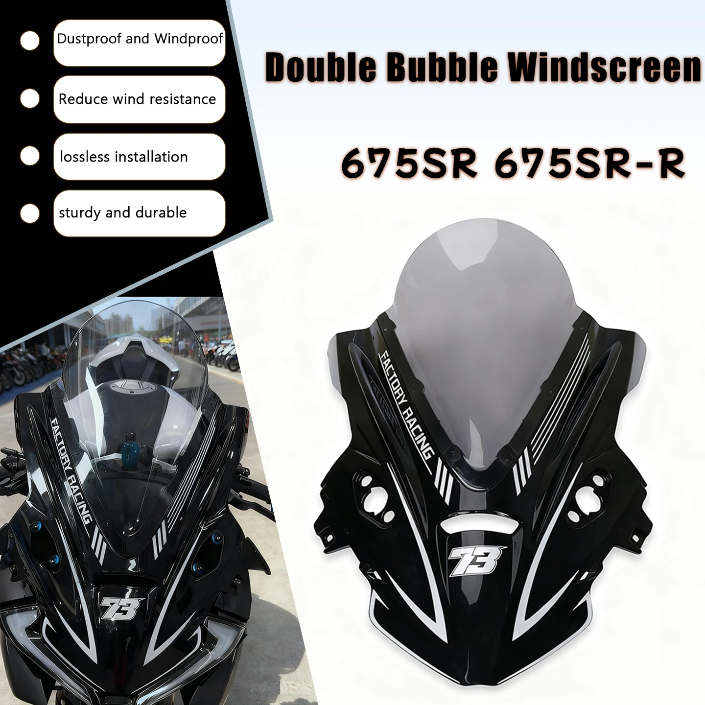 

For 675SR 675 SR 675SR-R 675SR R Motorcycle Double Bubble Windscreen Screen Windshield Wind Deflectors Screen Fairing Accessorie
