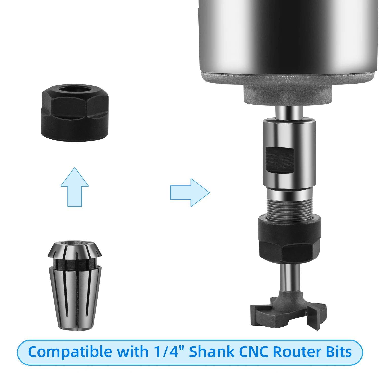 Imagem -05 - Foxalien-cnc Router Bits Kit Essencial End Mill Conjunto para Madeira Metal Alumínio Fresagem Carbide Broca 6.35 mm Shank
