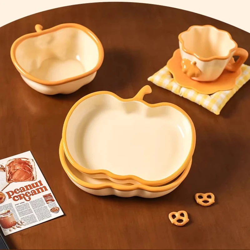 

LMM ceramic tableware set household high-value yogurt bowl plate one person food