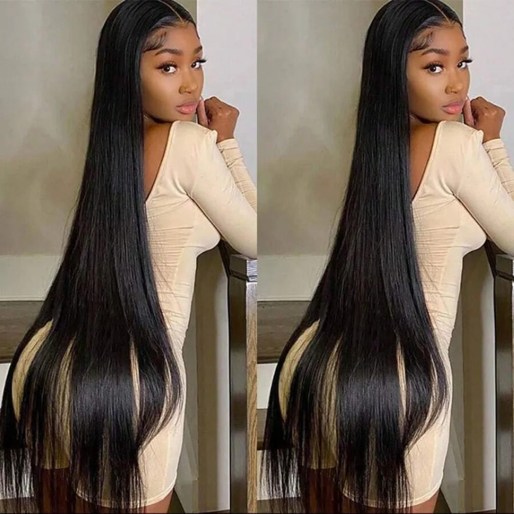 42 بوصة 13x6 كامل أمامي حقيقي HD شعر مستعار دانتيل غير مرئية HD الدانتيل الجبهة الباروكات شعر الإنسان قبل قطعها ابيض عقدة 250% الكثافة