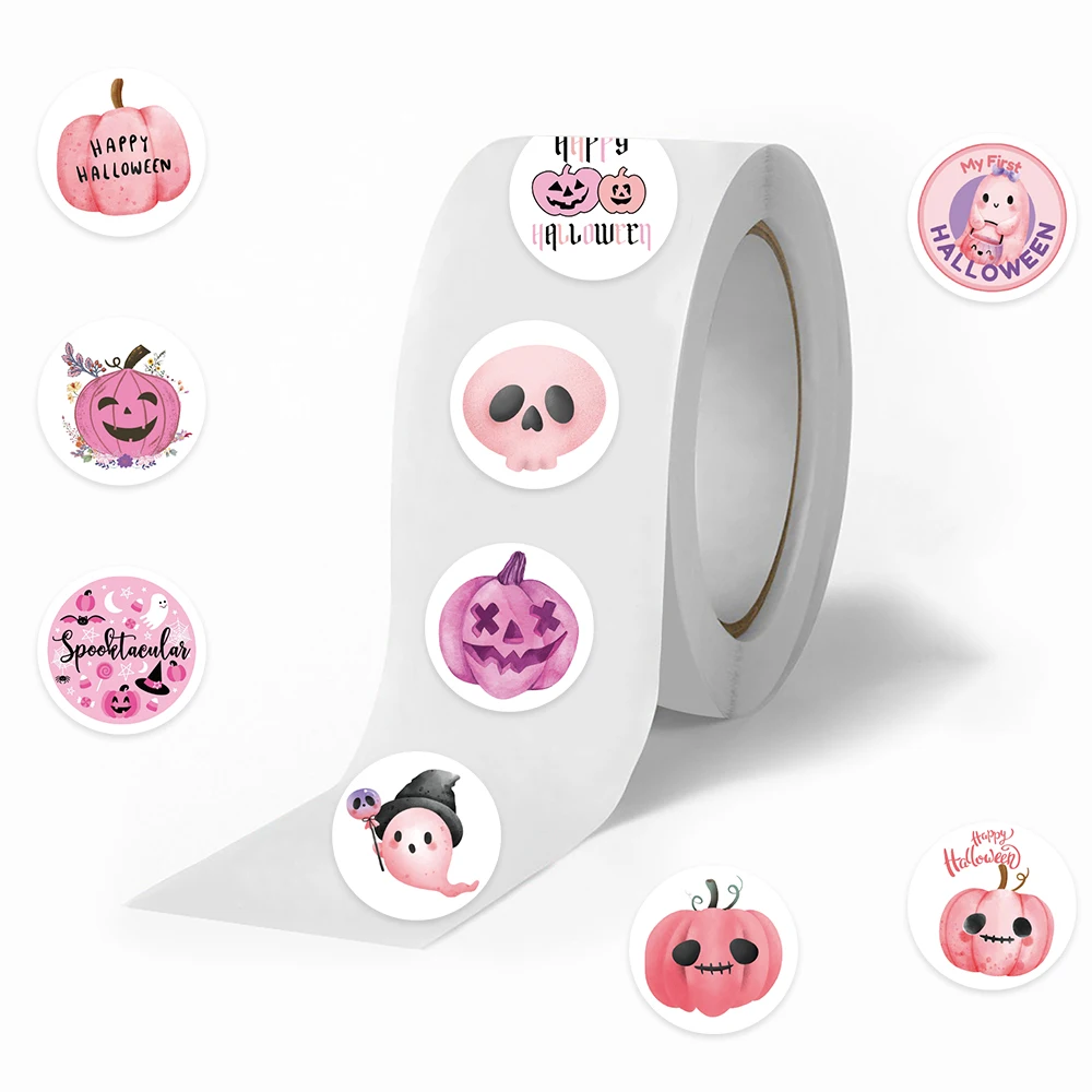 

500 шт. мультяшных розовых наклеек на Хэллоуин для ноутбуков, скрапбукинга, скейтбордов, чемоданов, DIY, эстетичные водонепроницаемые стикеры