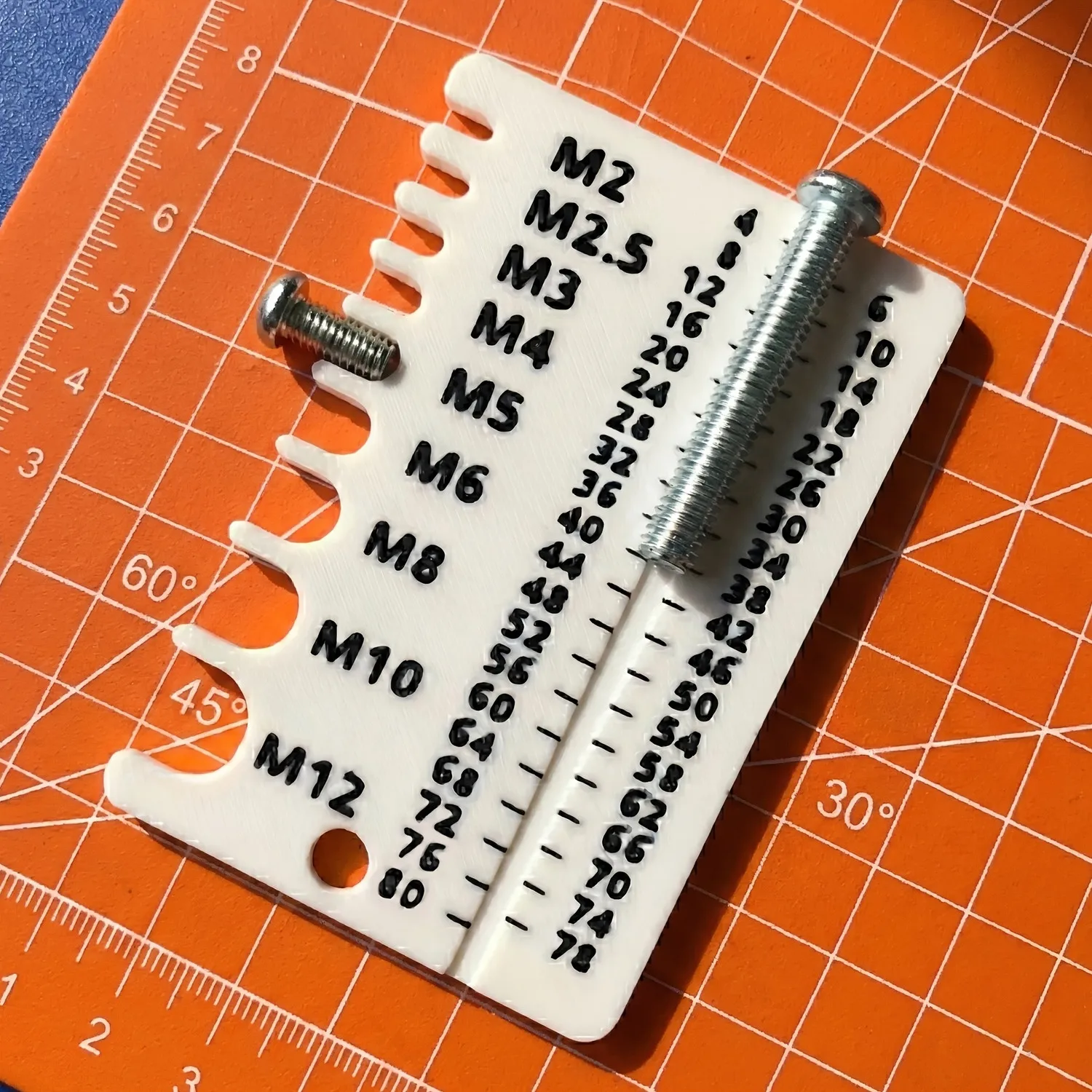 Metric Bolt and Screw Measuring Gauge M2-M12 Diameter 4-82mm Length Checker Plastic Ruler for Workshop Hardware Fasteners