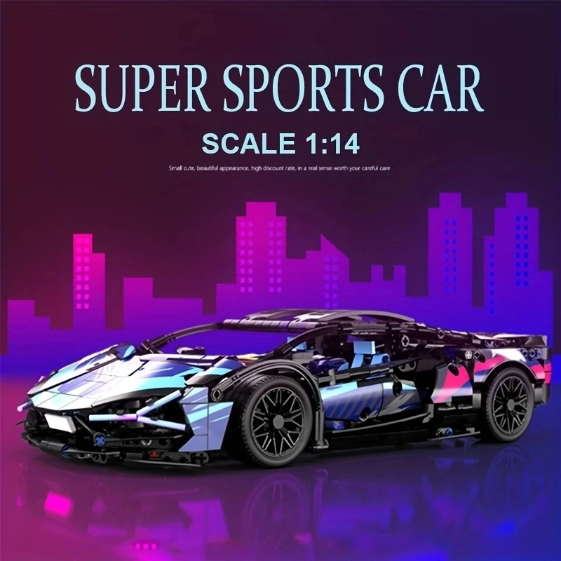 New Technical Scale 1:14 Super Racing Car Model Building Blocks Bricks Puzzle Toy Birthday Christmas Gifts