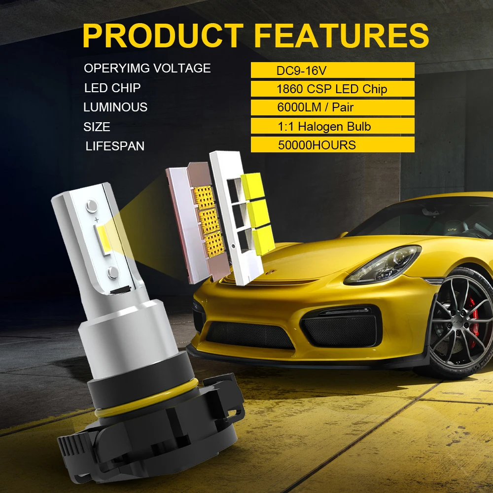 BMTxms 2PCS 2504 PSX24W LED Car Fog Light Bulbs DRL Lamps For Chevrolet Captiva Jeep Wrangler JK JL Patriot Compass Subaru XV