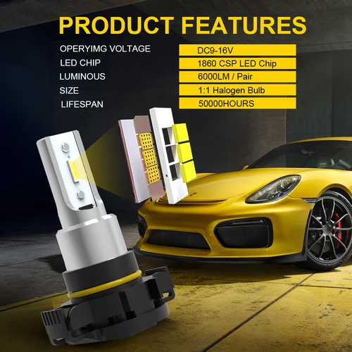 Imagen 2 del producto BMTxms 2 uds PSX24W H16 5202 LED Canbus luz antiniebla conducción de coche luces de circulación diurna faros antiniebla bombilla 6000LM Auto superbrillante 6500K