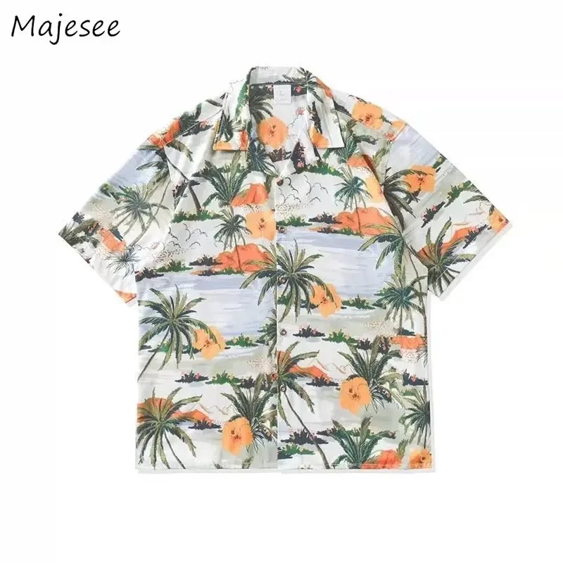 Vintage Floral Shirt for Men Casual Summer Japanese Hawaiian Fashion Handsome High Street Individual Camisas Butterfly