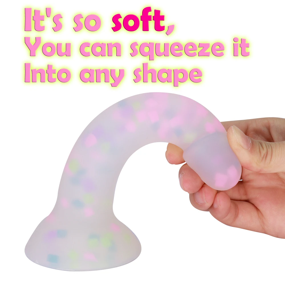 Cute Jelly Soft Dildo Female G-spot Masturbator Anal Butt Plug Adult Sex Toys Suction Cup for Women Beginner Silicone Luminous