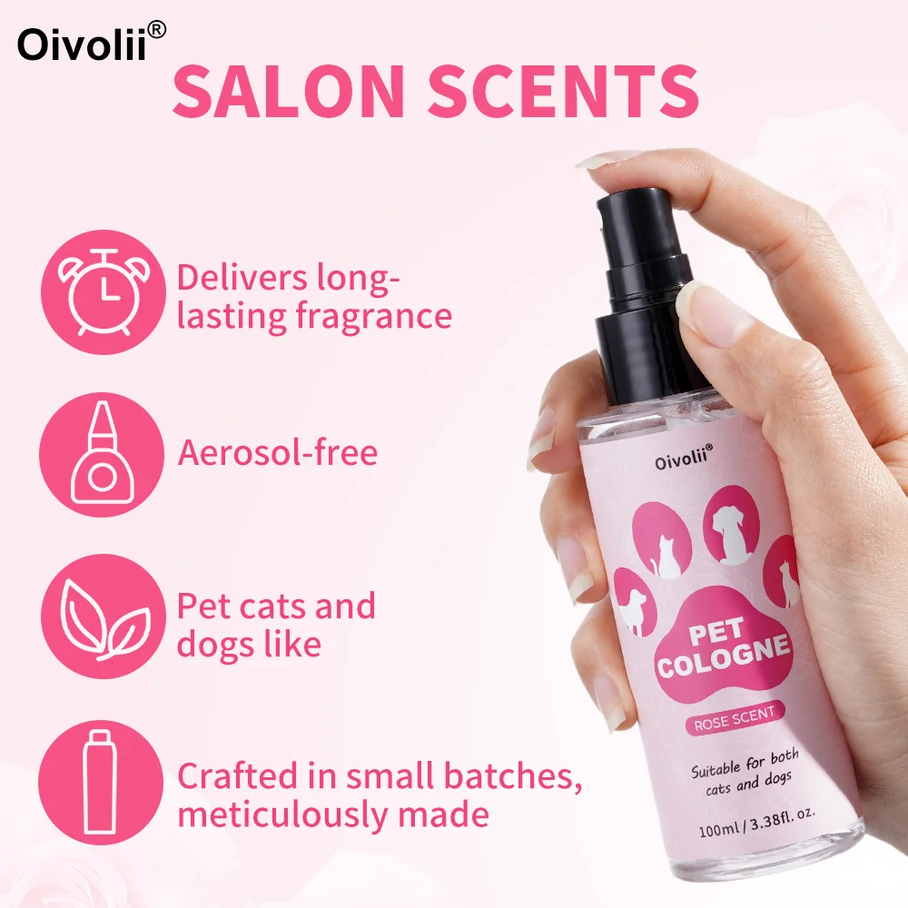 Pet Perfume Plant-Based Rose Scented Deodorant Spray for Dogs & Cats Long Lasting Odor Eliminator Gentle Safe Daily Use