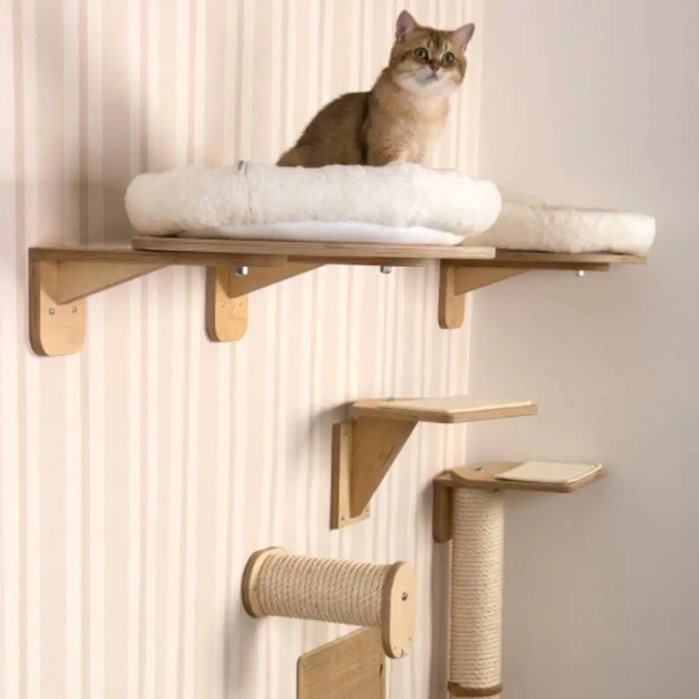 

Cat Wall Furniture Climbing Scratcher Cats Wall Mounted Cat Tree Shelves Scraper for Cats Toys Bed Hammock Scratching Post Set