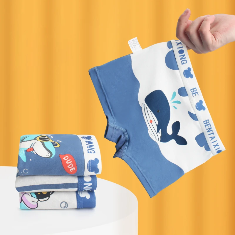 Multi-pack 4/8 Pieces Children's Cotton Underwear Excavator Shark Dinosaur Cartoon Boys Trunks Various Printed Boys Boxer Shorts