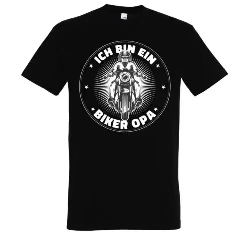 Herren T-Shirt Biker Opa Motiv Fahren Biker Cool Männer Logo Motorrad Rock