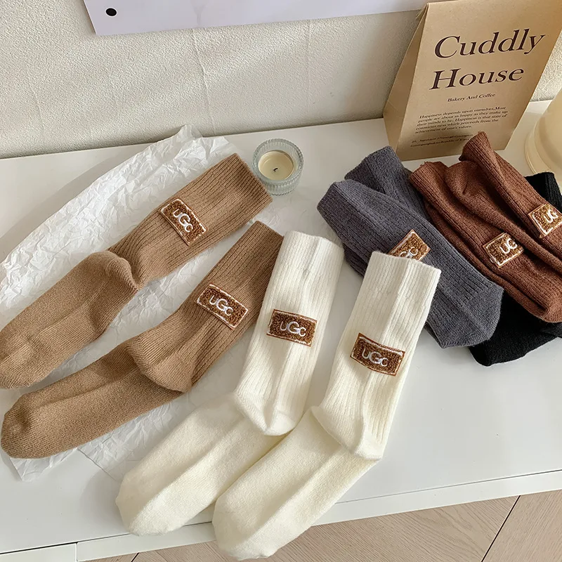 Winter Cozy Thickened Pile Socks Mid Calf Length Casual Cotton Soft Warm Comfortable Footwear Seasonal Hosiery