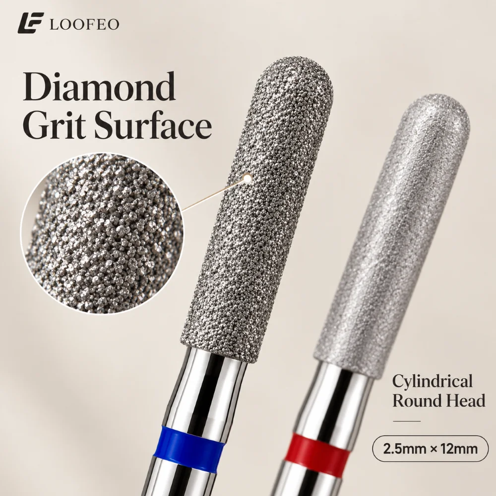 2PCS Diamond Nail Drill Bit Set 2-4mm Medium Fine Milling Cutter for Manicure Pedicure E-File Bits Remove Dead Skin Cuticle Burr