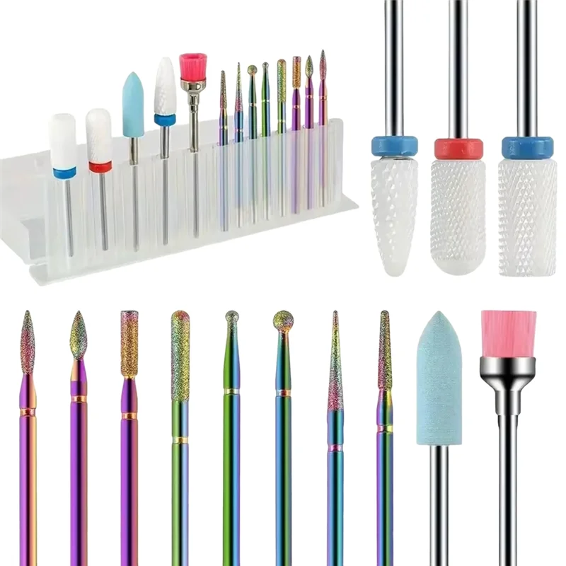 A74E-Set di punte per trapano per unghie Set di punte per trapano per unghie in gel acrilico e cuticole