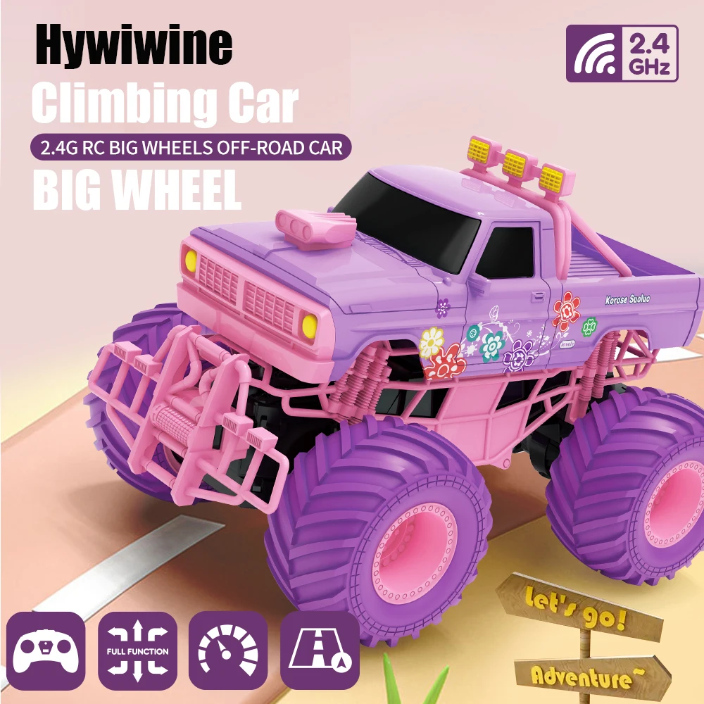 RC Car Pink Electric Drive Off-Road Big Wheel High Speed Purple 2.4G Remote Control Trucks Girls Car Toys for Children Christmas