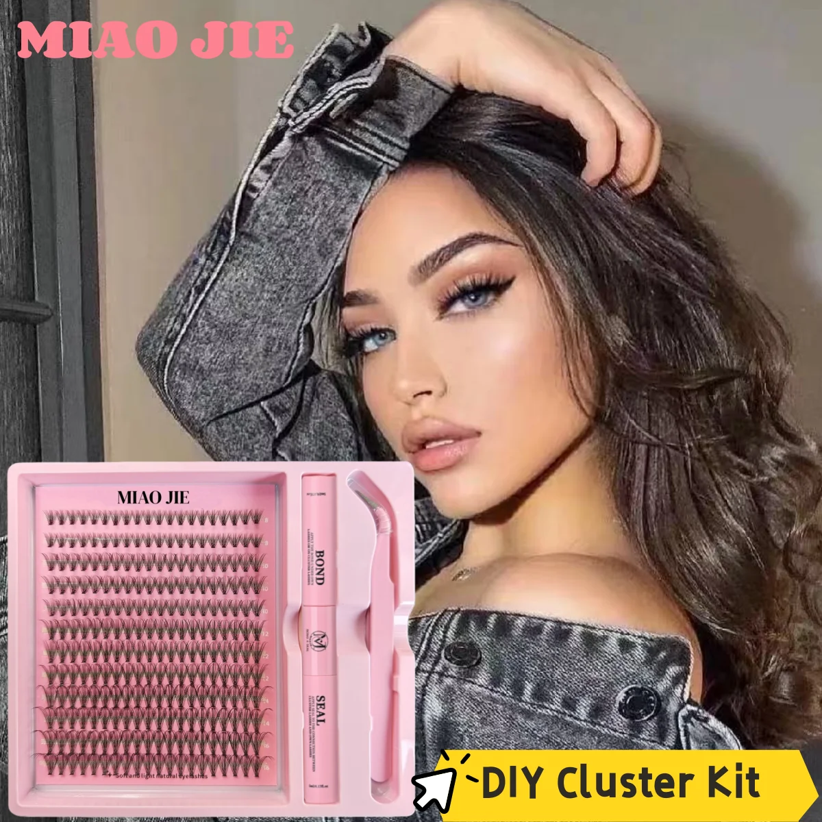 MAIOJIE DIY Clusters Wimperextensions Kit 8-16mm Mix Bond&Seal Pincet Wimperset voor Zelfaanbrengen Make-up Individuele Wimperextensions