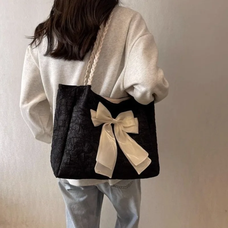 Tote Bags Women Bow Fashion Designed Students Elegant All-match Korean Style Handbags Commuter Streetwear Gentle Bolso Luxury