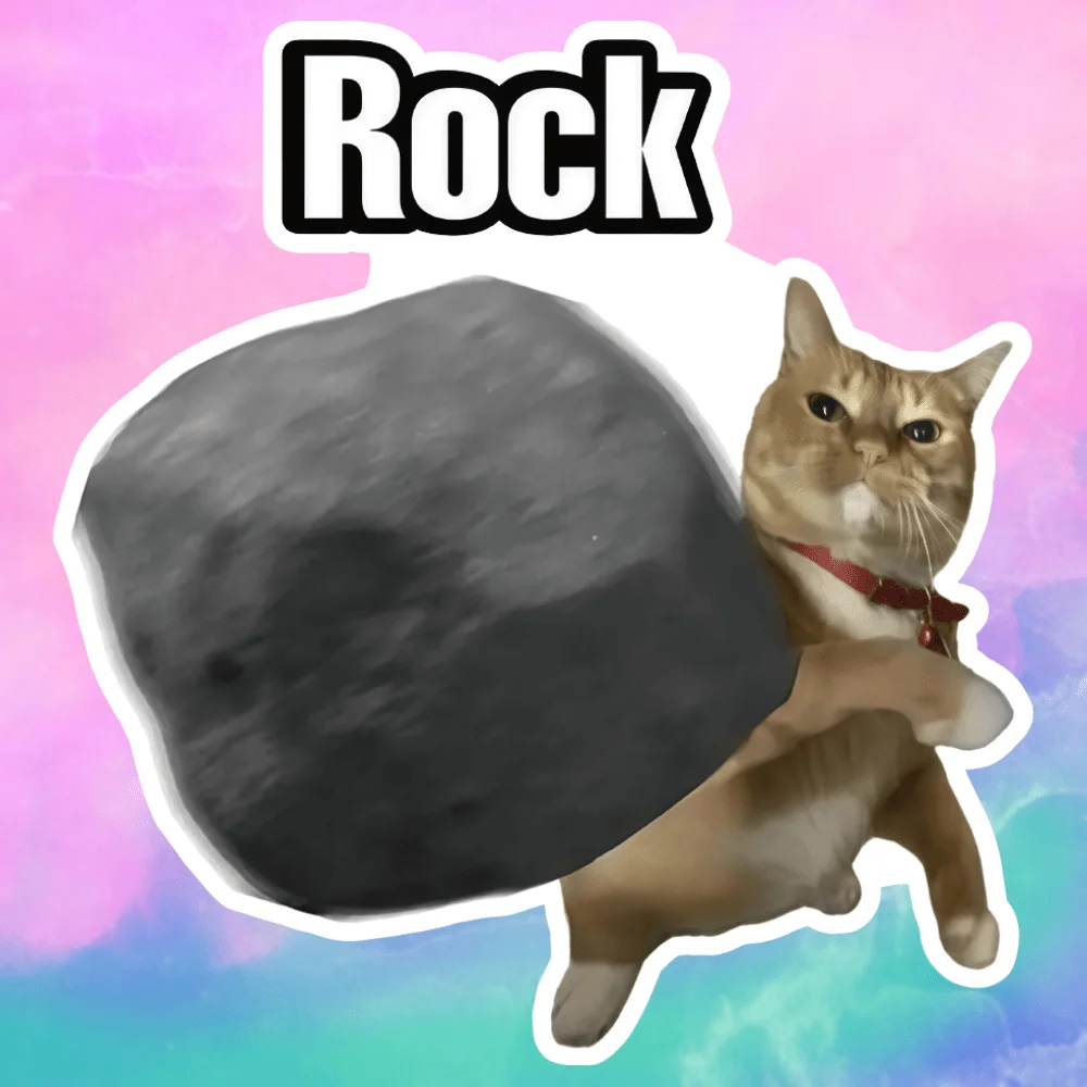 

Rock Cat Meme Vinyl Sticker, Funny Quirky Cat & Rock Decal for Laptop, Car & Water Bottle