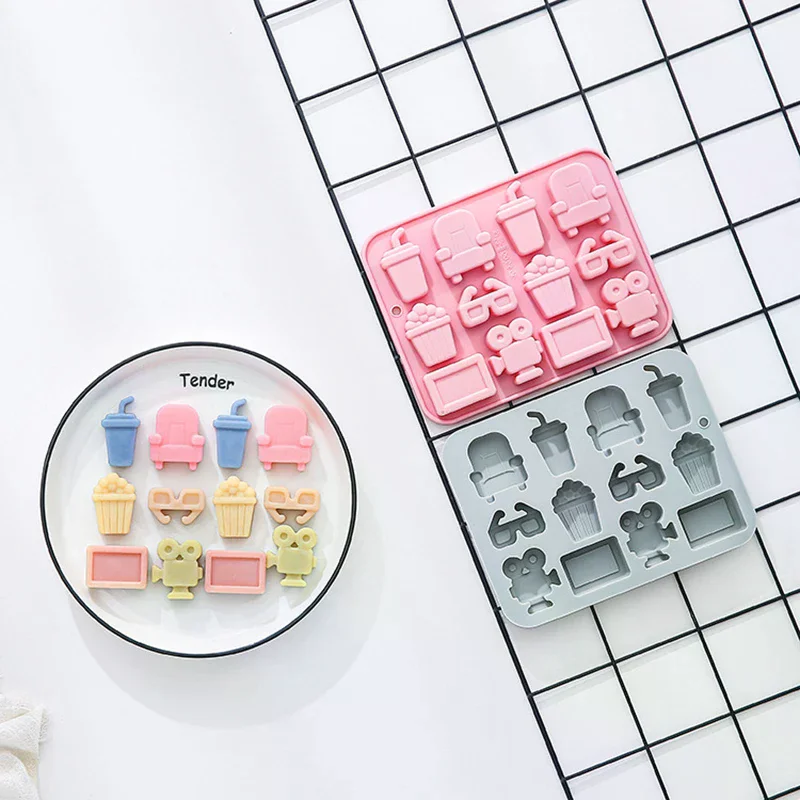 12 Cavity Cinema Theme Silicone Mold Popcorn Fondant Candy Chocolate Mould Fudge Dessert Epoxy Mold Cake Decorating Tools