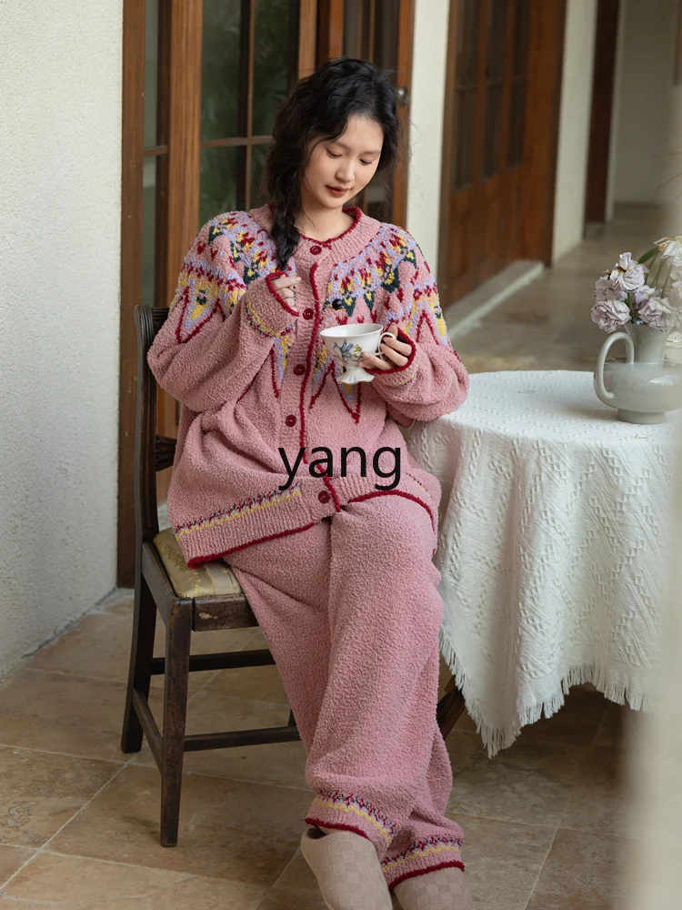LMM women can wear large size sweet coral fleece loungewear in autumn and winter, winter