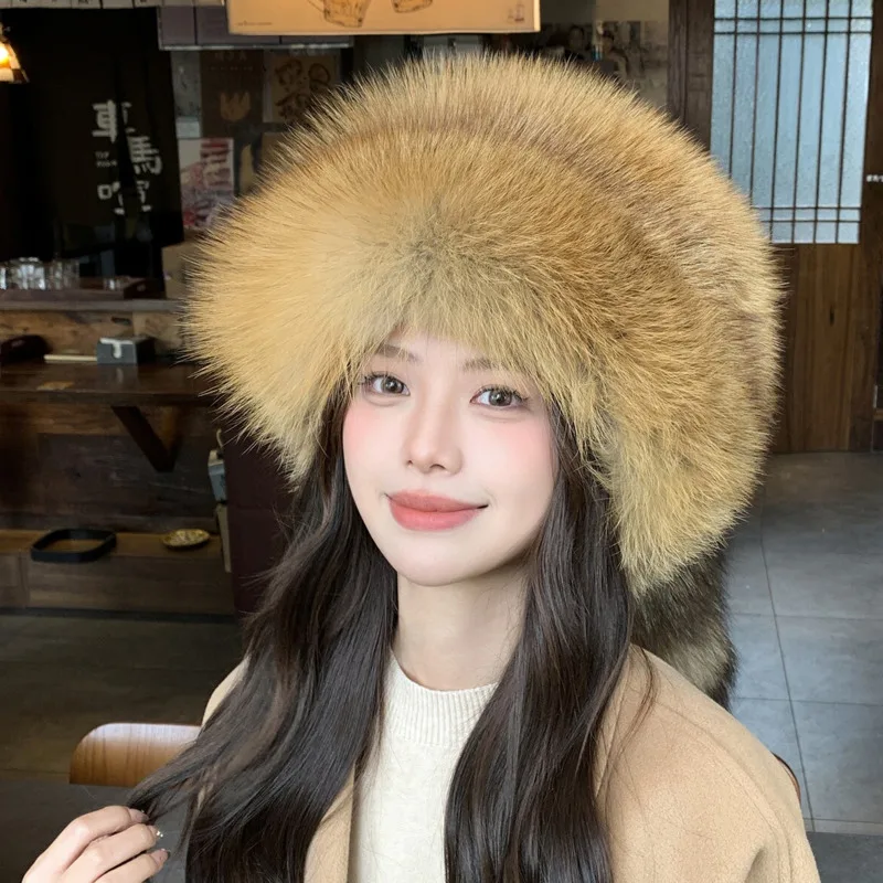 Women Luxury Winter Hat Real Fox Fur Warm Windproof Ear Protection For Outdoor Skiing Ice Skating Cold Weather And Sports
