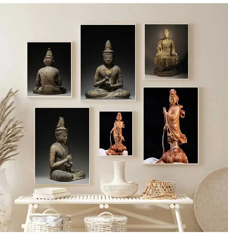 Decoration White Buddha Print Posters Buddha Painting 1 Pieces Home Decor HD Wall Art Pictures For Living Room Wall
