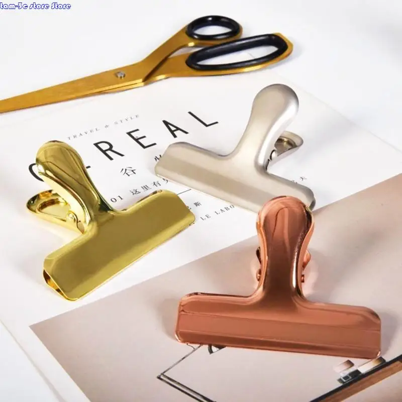 D0UA Colorful Clip Large Metal Paper Clamp Stainless Steel Clip for Offfice