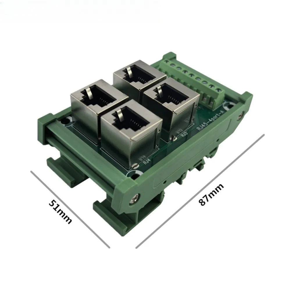 1Pcs Green 4 Port Terminal Block 8P8C Ethernet Network Wiring Connector Parallel Junction For Industrial Electrical